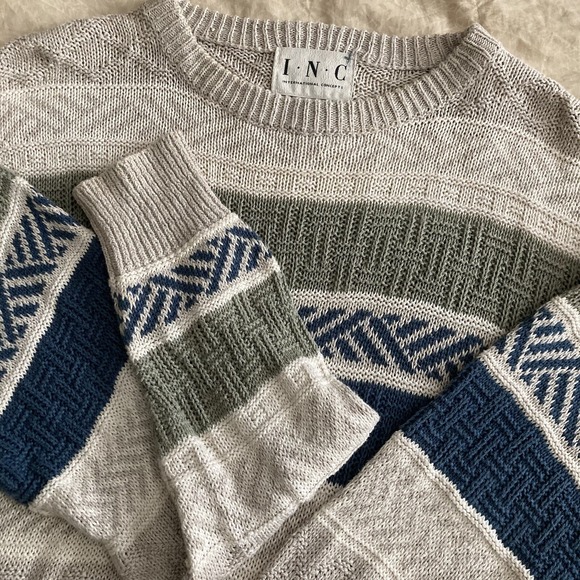 INC International Concepts Other - INC Linen/Cotton Blend Striped Textured Sweater Cozy Men Small/Women Medium